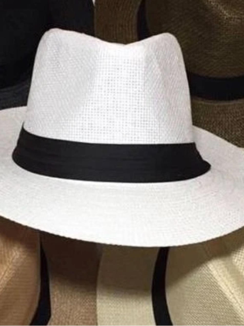 Unisex Straw Jazz Fedora Hat Panama Medium Brim. L/XL White.